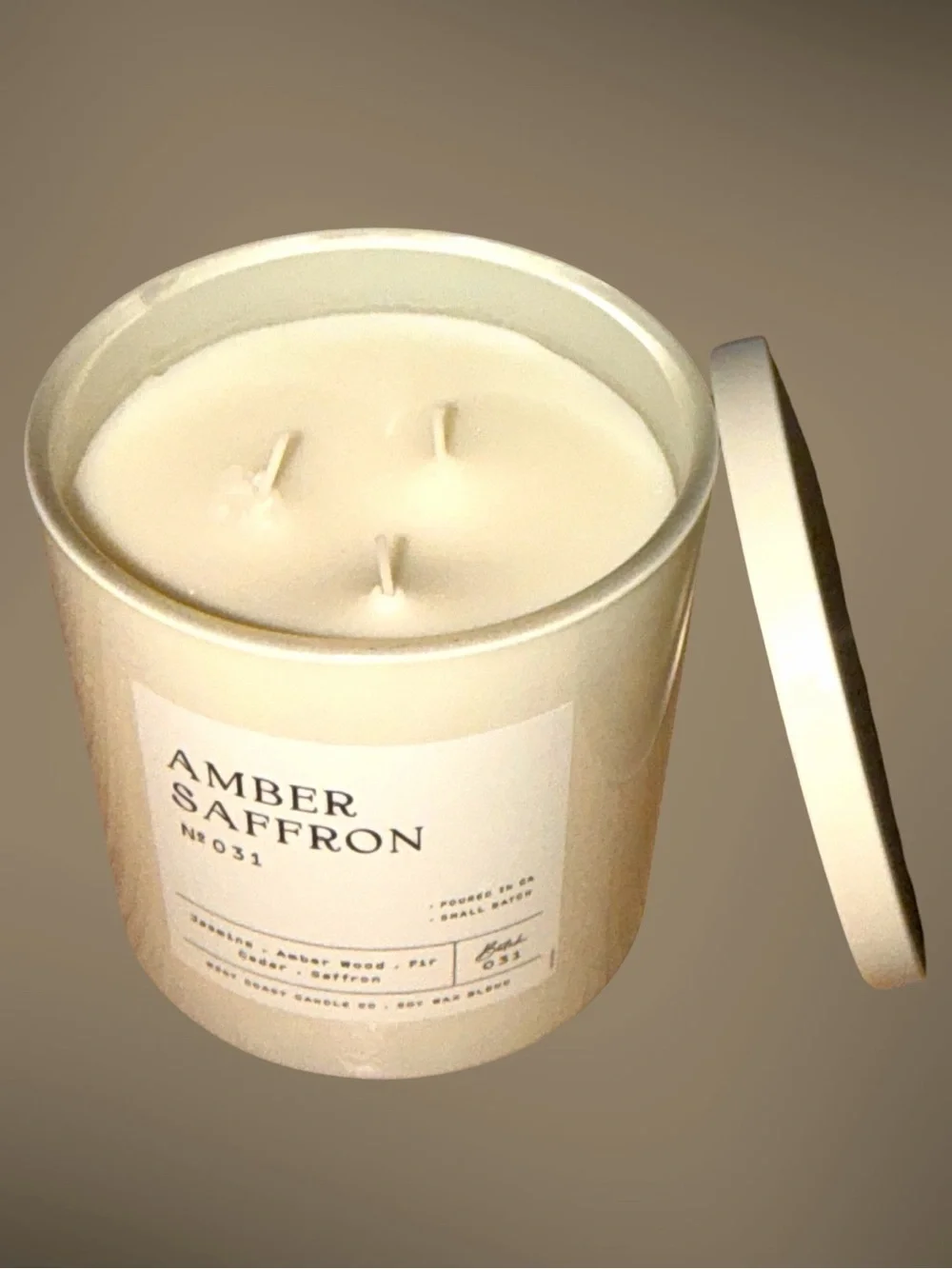 LEOBEN CO Viral XL 3 wick 28 oz. “AMBER SAFFRON” Vegan Soy Wax Blend Candle